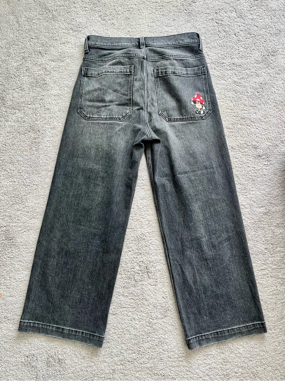 Hollister Men’s Super Baggy Embroidered Jeans Black Gray 30x30